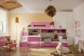 Dormitor fetiță în formă de „L” fronturi MDF vopsit mat cularea Roz DF54 Cameră copii fete mobila