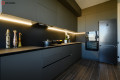 Bucătărie modernă liniară fronturi MDF vopsit mat Negru MOD35 Bucătării moderne mobila