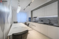 Bucătărie modernă liniară cu fațada MDF vopsit lucios Alb MOD405 Bucătării moderne la comanda