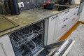 Bucătărie neoclasică liniară cu fațada MDF frezat 3D - vopsit Alb NEO390 Bucătării Neoclasice la comanda