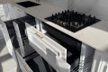Bucătărie clasică în formă de „L” cu fațada MDF frezat 3D - vopsit Alb CLA395 Bucătării clasice la comanda chisinau