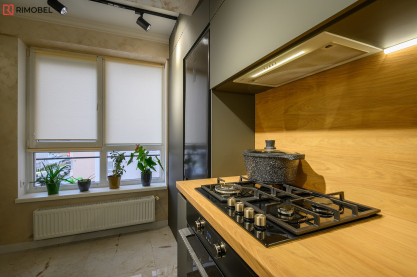 Bucătărie modernă liniară cu fasada MDF vopsit mat Gri MOD283 Bucătării moderne la comanda