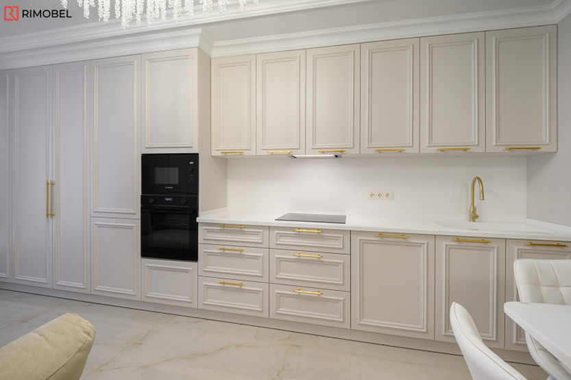 Bucătărie neoclasică liniară cu fațada MDF frezat 3D - vopsit Casmir NEO416 Bucătării Neoclasice mobila