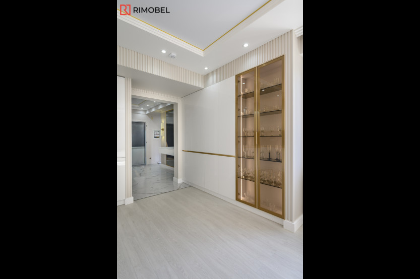Bucătărie modernă în formă de „L” cu fațada MDF vopsit mat Alb MOD396 Bucătării moderne la comanda chisinau