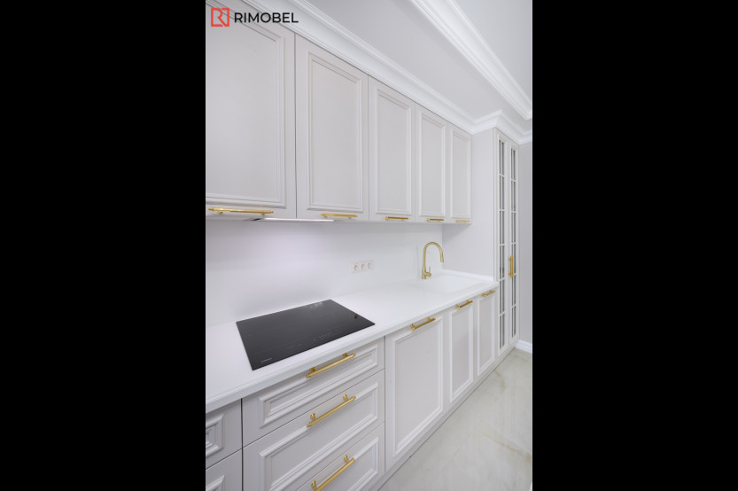 Bucătărie neoclasică liniară cu fațada MDF frezat 3D - vopsit Casmir NEO416 Bucătării Neoclasice la comanda